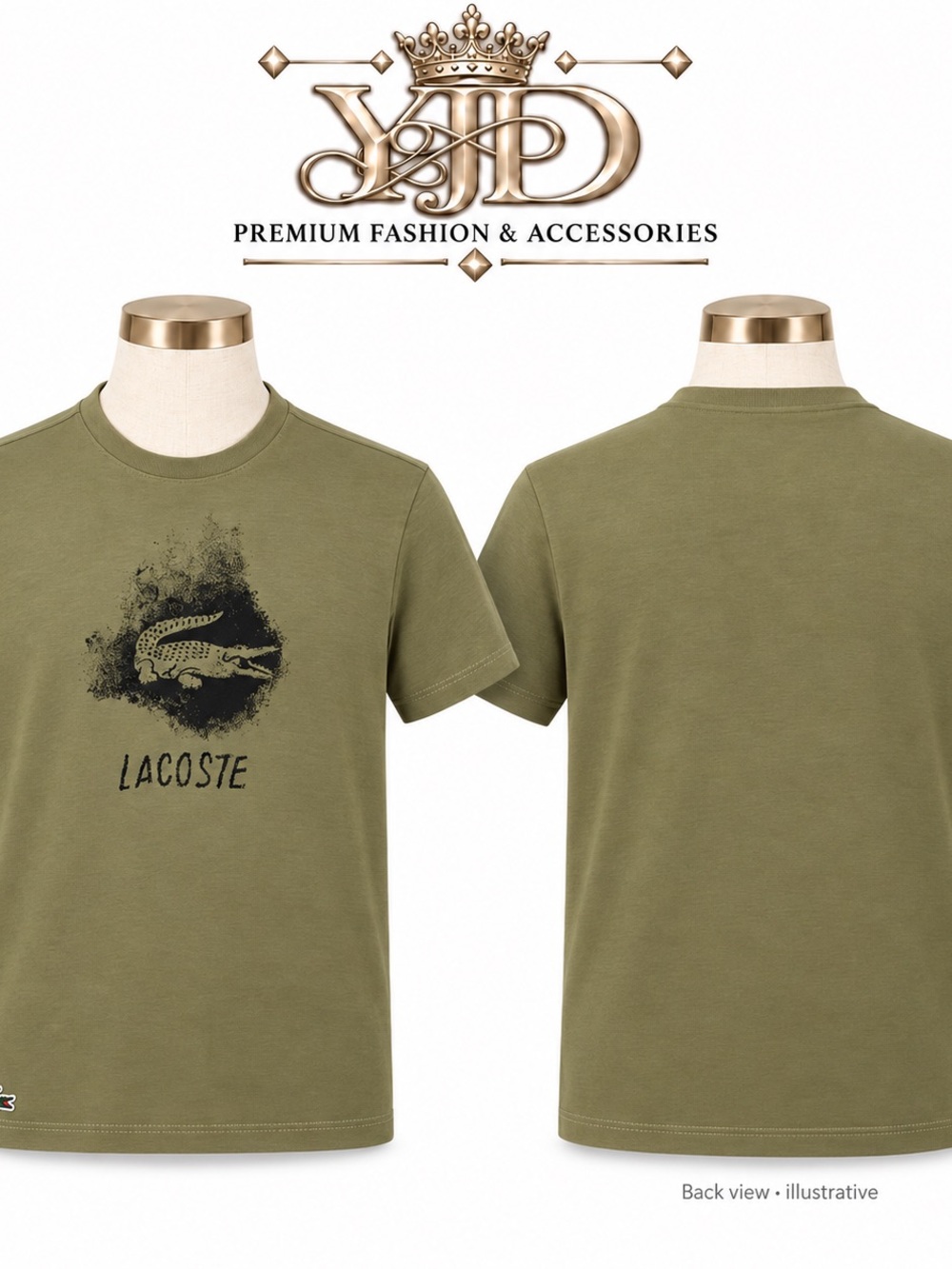 Lacoste Olive Green Short Sleeve Graphic Crew Neck Tee